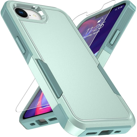 KOMI iPhone 16e Case with HD Screen Protector - 10FT Military-Grade Drop Protection, Anti-Slip Design, Durable Phone Cover, Green