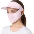 thumbnail image 2 of Women's UPF 50+ Ice Silk Face Mask with Visor Brim, Breathable Mesh Sun Shield for Outdoor Hiking Running Cycling, Lightweight UV Protection Half Face Cover for Sports Light Pink, 2 of 4