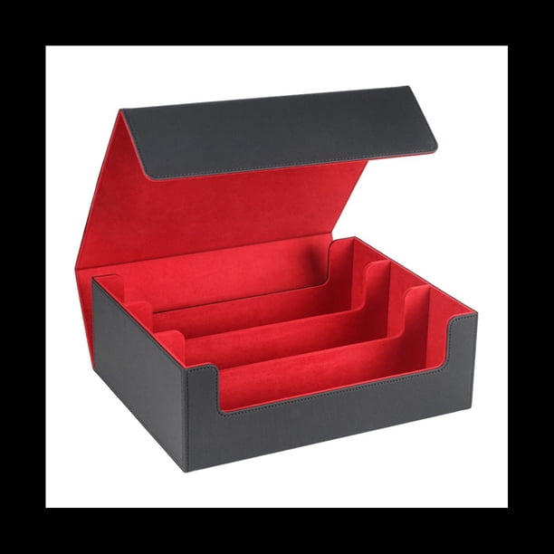1800+ Card Deck Case para Trading Cards, Magnetic Card Storage Box Top Side-Loading Deck Case Game Cards Box Negro & Rojo