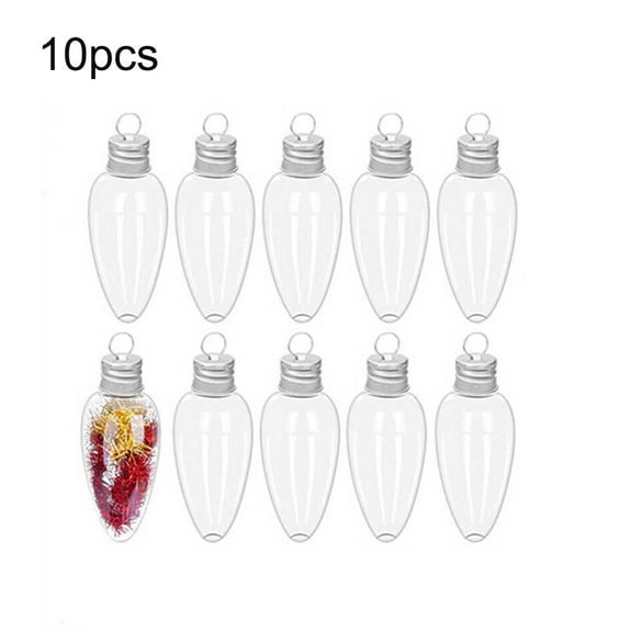 50/10/5Pcs Light Bulb Shaped Refillable Bottles Christmas Ornaments Plastic Candy Containers Diy Christmas Ball Plastic Baubles