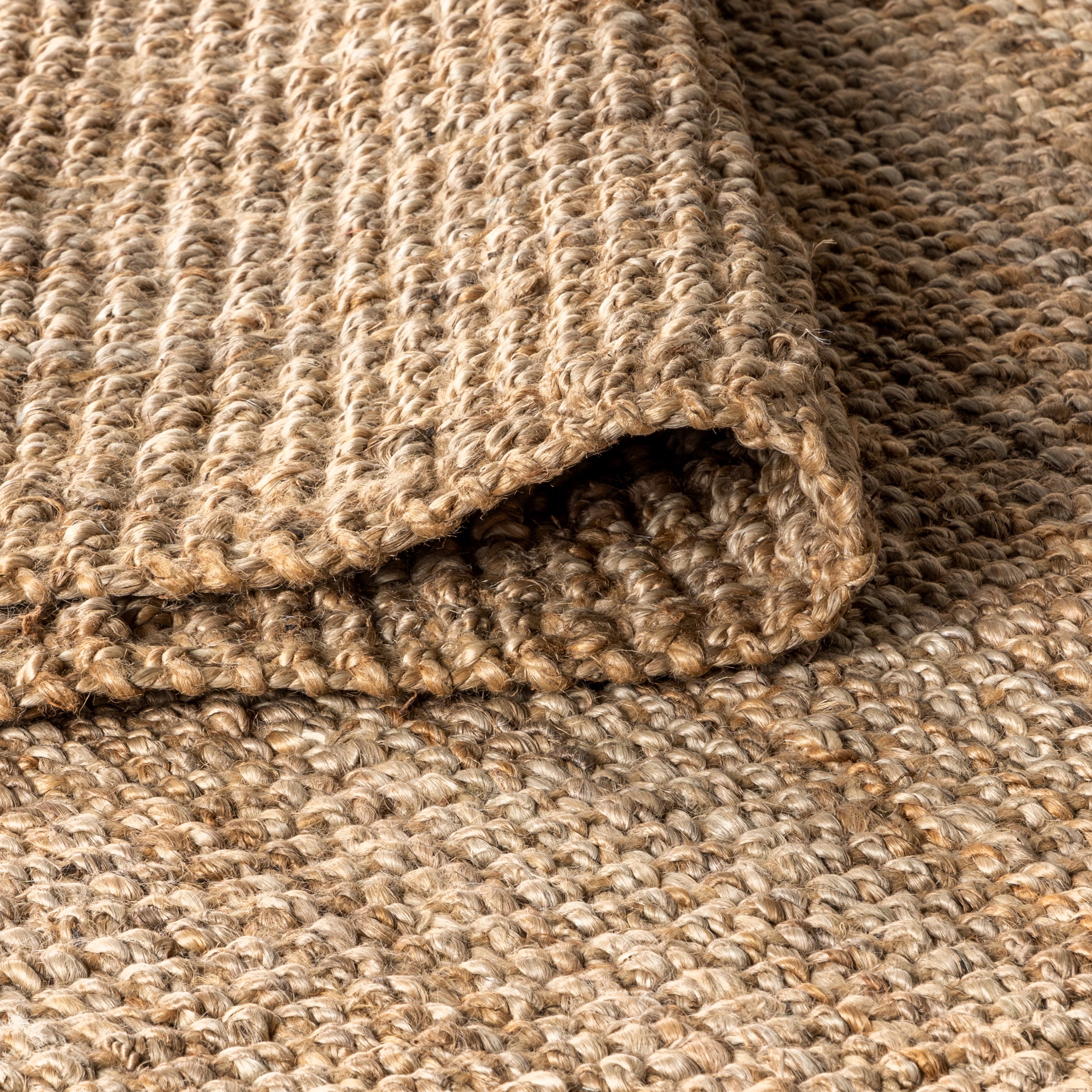 JONATHAN Y NATURAL FIBER 8' Square Area Rug, Pata Hand Woven Chunky Jute with Fringe - Natural, NRF103A-8SQ