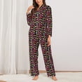 thumbnail image 2 of Honeii Colourfull Owl print Women's Pajama Sets Long Sleeve Button Down Sleepwear Nightwear Soft Pjs Lounge Sets-X-Large, 2 of 7