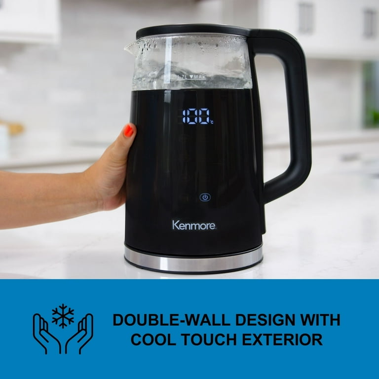 Free Shipping Kenmore Glass Electric Kettle 1.7L Digital Temperature Control Black Walmart