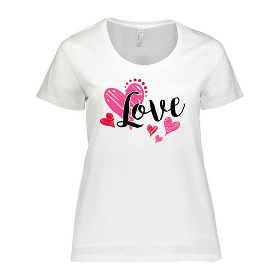 Inktastic Valentine's Day Love with Pink and Red Hearts Women's Plus Size T-Shirt