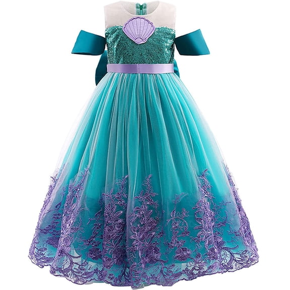 Girls Mermaid Princess Dress Lace Tutu Costume Ball Gown for Birthday Wedding Party