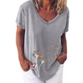 thumbnail image 1 of Birdeem Fashion Woman V Neck Printing T Shirt Blouse Tops Sweatshirt, 1 of 4