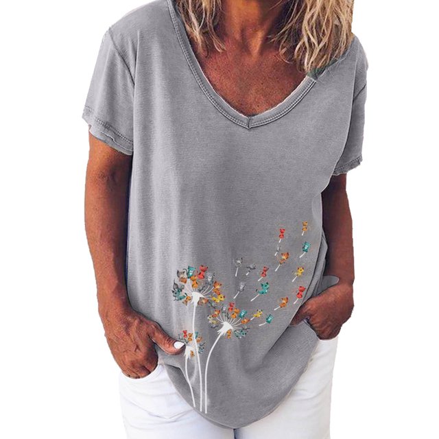 Birdeem Fashion Woman V Neck Printing T Shirt Blouse Tops Sweatshirt