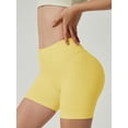 thumbnail image 2 of Chiclily Womens High Waisted Quick-Dry Shorts with 4-Way Stretch Technology for Daily & Sports Activities, Yellow L, 2 of 6