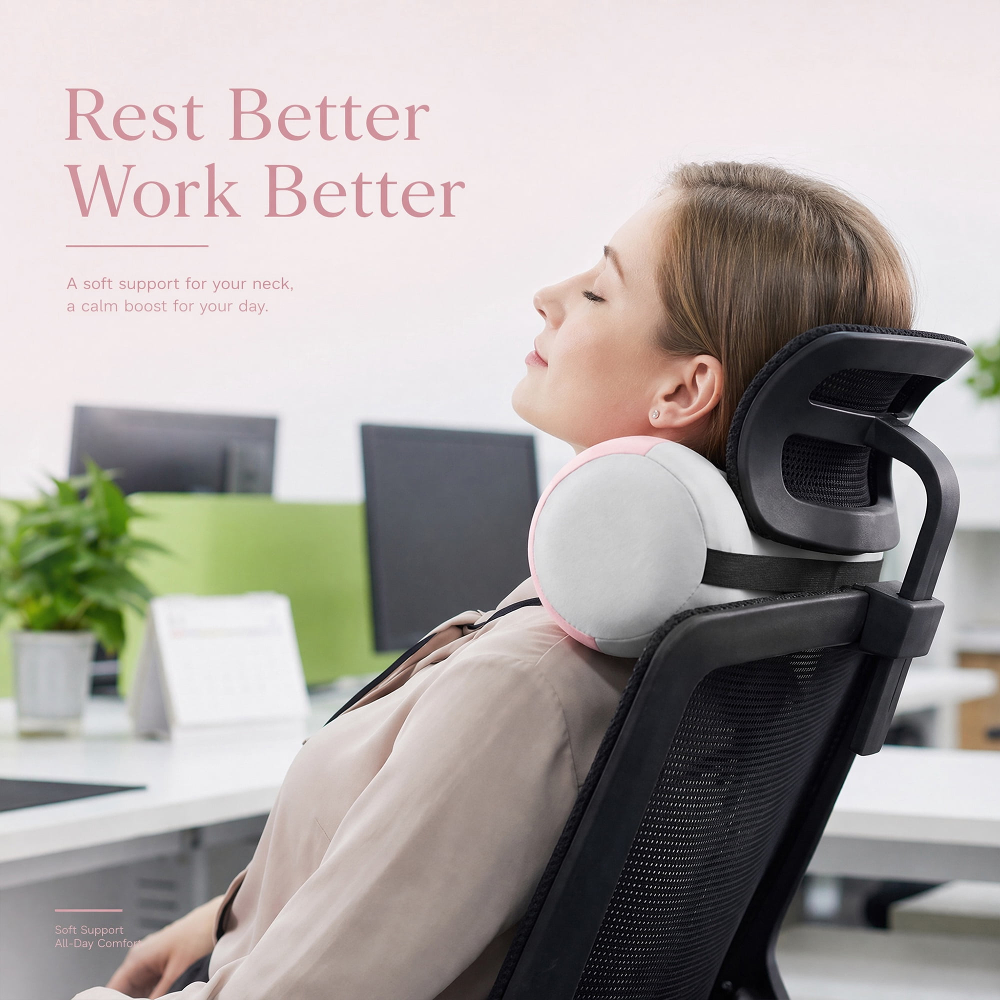 Unique Bargains Neck Pillow Cotton Cylinder Cervical Support Pink Gray 11.4" x 4.3" x 4.7"