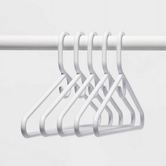 5pk Super Heavyweight Plastic Hanger White: Heavy Duty Clothes Storage & Organization Hangers
