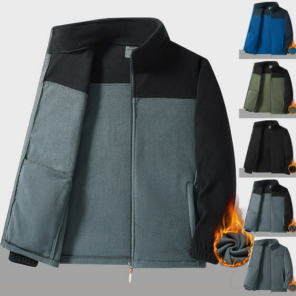 safuny Men's Lightweight Fleece Jacket Full Zip Antistatic Casual Coat Soft Winter Warm Outwear with Pockets Army Green L