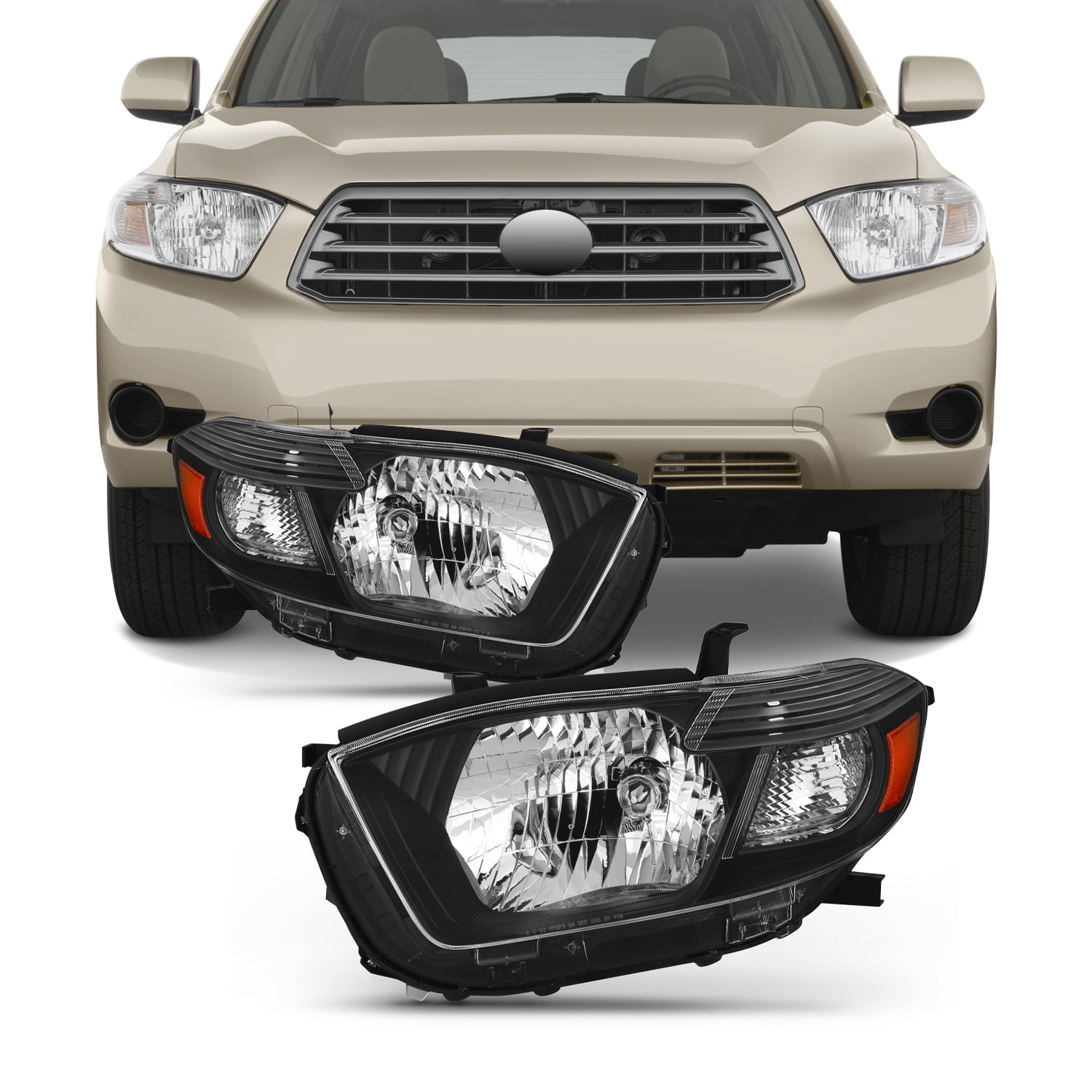 For 2008-2010 Toyota Highlander OE Style Black Headlights Driver ...