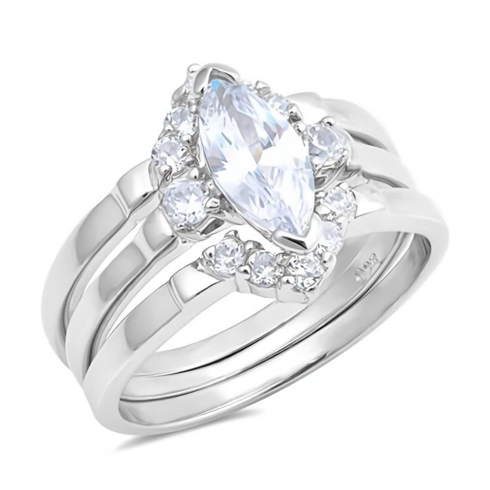 Glitzs Jewels 925 Sterling Silver CZ Ring Cubic Zirconia Jewelry Gift Clear Glitzs Jewels 925 Sterling Silver CZ Ring Cubic Zirconia Jewelry Gift Clear