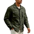 thumbnail image 3 of GrmtClth Men's Cargo Jacket Lapel Collar Button Down Long Sleeve Tops Lightweight Utility Coat Multi Pockets Casual Outdoor Workwear Outerwear, 3 of 9