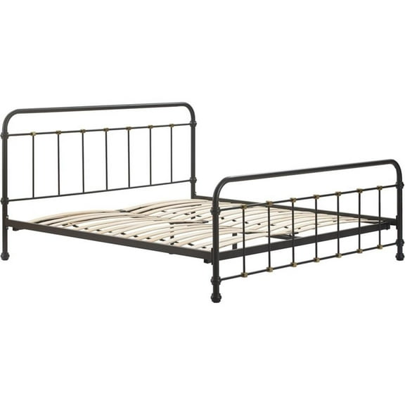 Elle Decor Renaud Parisian Metal King Bed Frame in Black
