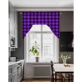thumbnail image 3 of Black Purple Plaid Swag Valances for Windows, Small Curtains Drapes, Farmhouse Simple Buffalo Checked Kitchen Window Curtains Over Sink Window Treatment Valance for Bedroom/Bathroom 56"x36", 3 of 5
