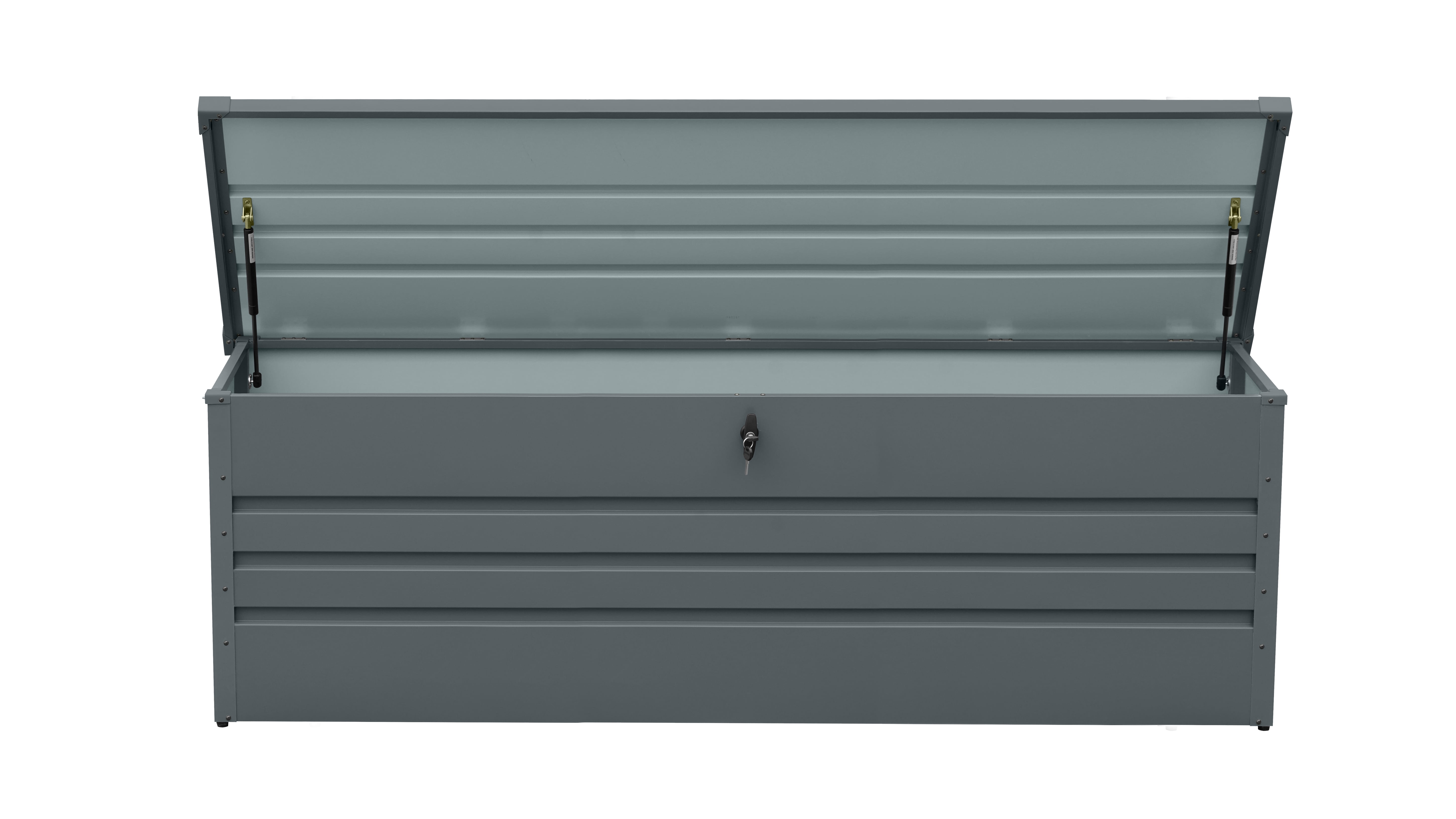 260 Gallon Metal Outdoor Deck Box Waterproof, Extra Large Patio Storage Box with Lockable Storage Containers for Patio Furniture Cushions, Pool Accessories, Garden Tools, Dark Gray