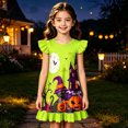 thumbnail image 2 of WhouRiu Girls Halloween Graphic Dresses Sleeveless Flutter Sleeve Crew Neck Dress Kids Comfortable Cute Party Nightgown,5-6 Years, 2 of 4
