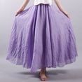 thumbnail image 6 of sunsanly Women Casual Maxi Skirt Elastic Waist Solid Color Long Skirt Ethnic Style Large Flowy Hem A-Line Skirt Streetwear, 6 of 8