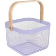 thumbnail image 1 of Mesh Steel Storage Organizer Basket, Multi-Functional Metal Wire Hanging Kitchen Baskets Fruit Basket with Wood Handle Ideal, 1 of 1