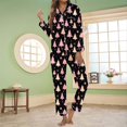 thumbnail image 2 of Women Christmas Outfit Women's Festive Holiday Print Flowy Long Sleeve Sleepwear Pajama Set for Cozy Comfort and Relaxation Black XL, 2 of 4