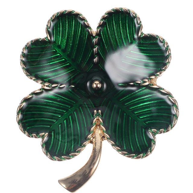 EeaseMX Broche de trébol de cuatro hojas chapado en oro, pin de solapa retro de trébol, accesorio para el Día de San Patricio (verde)