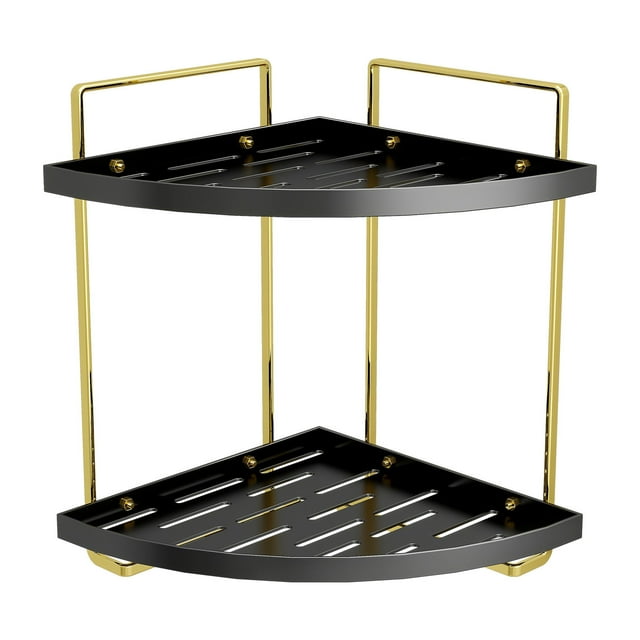 Gold Corner Bathroom Organizer Countertop Tier Shelf Vanity Perfume Storage Rack For Makeup Cosmetics Display Gold Stainless Steel 11.22 X 8.26 X 8.26 Inches