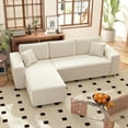 thumbnail image 2 of YYAo Corner Sofa with Reversible Chaise Lounge, Corduroy L-Shaped Sectional Sofa with Pocket Spring, Cream White, 2 of 8