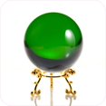 thumbnail image 1 of Amlong Crystal Green Crystal Ball 60mm (2.3 inch) Including Golden Flower Stand and Gift Package, 1 of 2