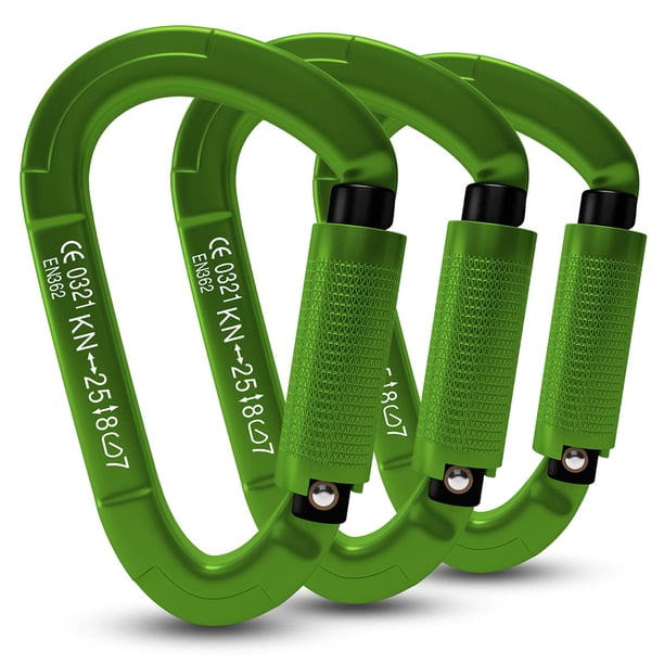 Pack de 3 Mosquetones para Escalada FVW de Alta Resistencia 25KN Certificados UIAA