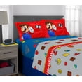 thumbnail image 5 of Super Mario Full Sheet Set, Gaming Bedding, Gray and Red, Nintendo, 5 of 10