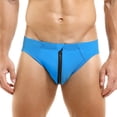 thumbnail image 5 of XDZJLR Mens Swim Briefs With Front Zipper Opening Color Blocking Beach Swimming Pants Soft Beachwear Blue, 5 of 6