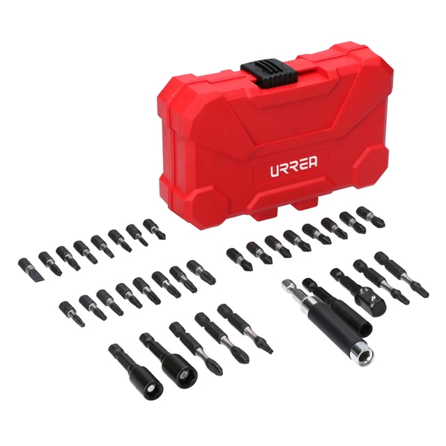 Juego de 34 puntas y accesorios para destornillador Urrea Impacto S2 Fosfatizado