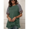 thumbnail image 2 of Womens Casual Short Sleeve Crew Neck Twist Knotted Tshirts Tops, 2 of 6