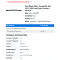 thumbnail image 2 of Front Wiper Blade - Compatible with 1999 - 2004 Land Rover Discovery Series II 2000 2001 2002 2003, 2 of 2