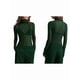 thumbnail image 3 of Top de Larga Ajustado de de Color Liso con Cuello Alto para Mujer, Camisa Transparente. Verde Oscuro M, 3 of 7
