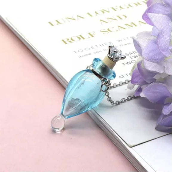 QQTDFG Essential Oil Perfume Glaze Vial Wishing Bottle Necklace Water Drop Pendant-blue