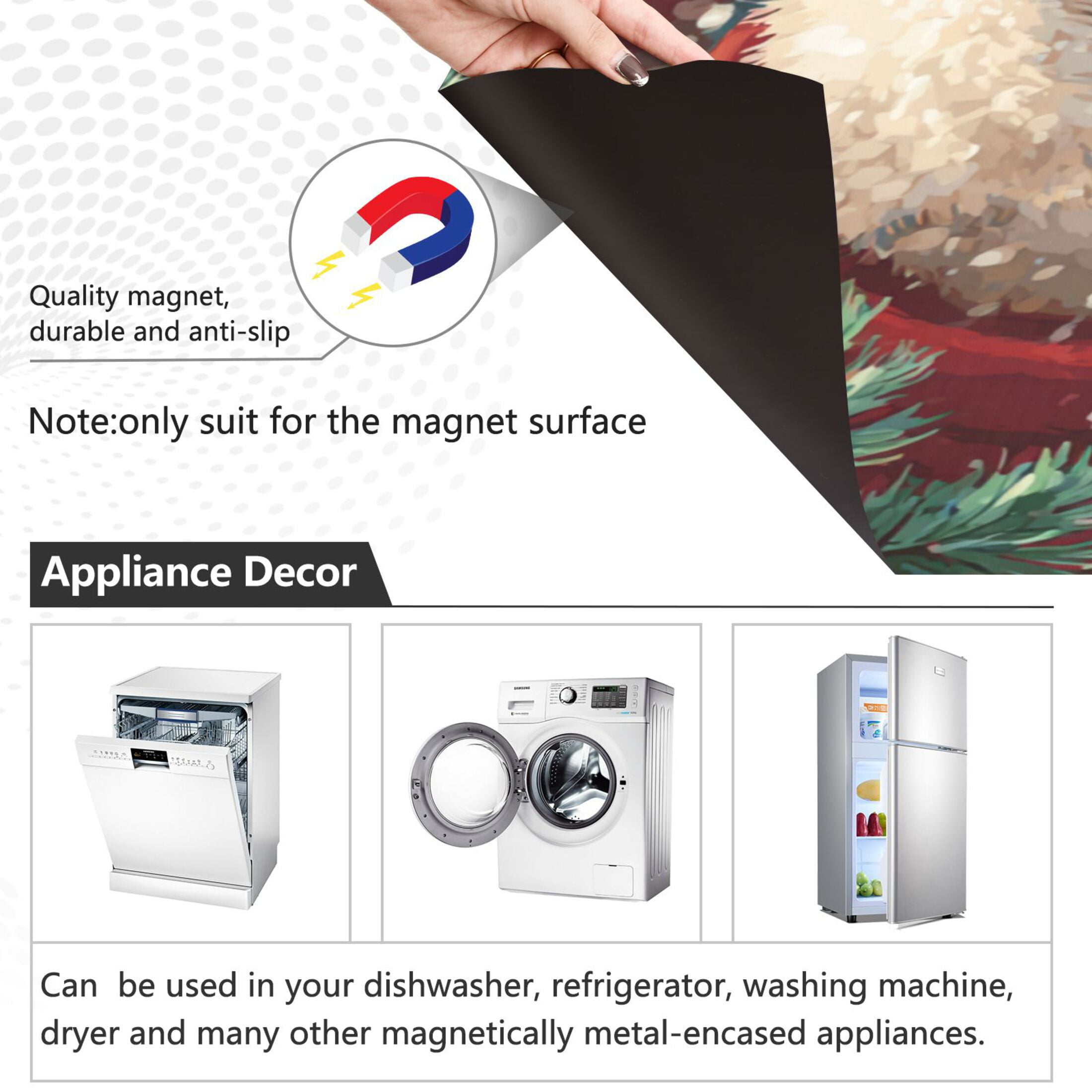 Dishwasher Magnetic Refrigerator Magnet Cover Sticker Home Decorative 23"x26" Cute Smiling Santa Claus
