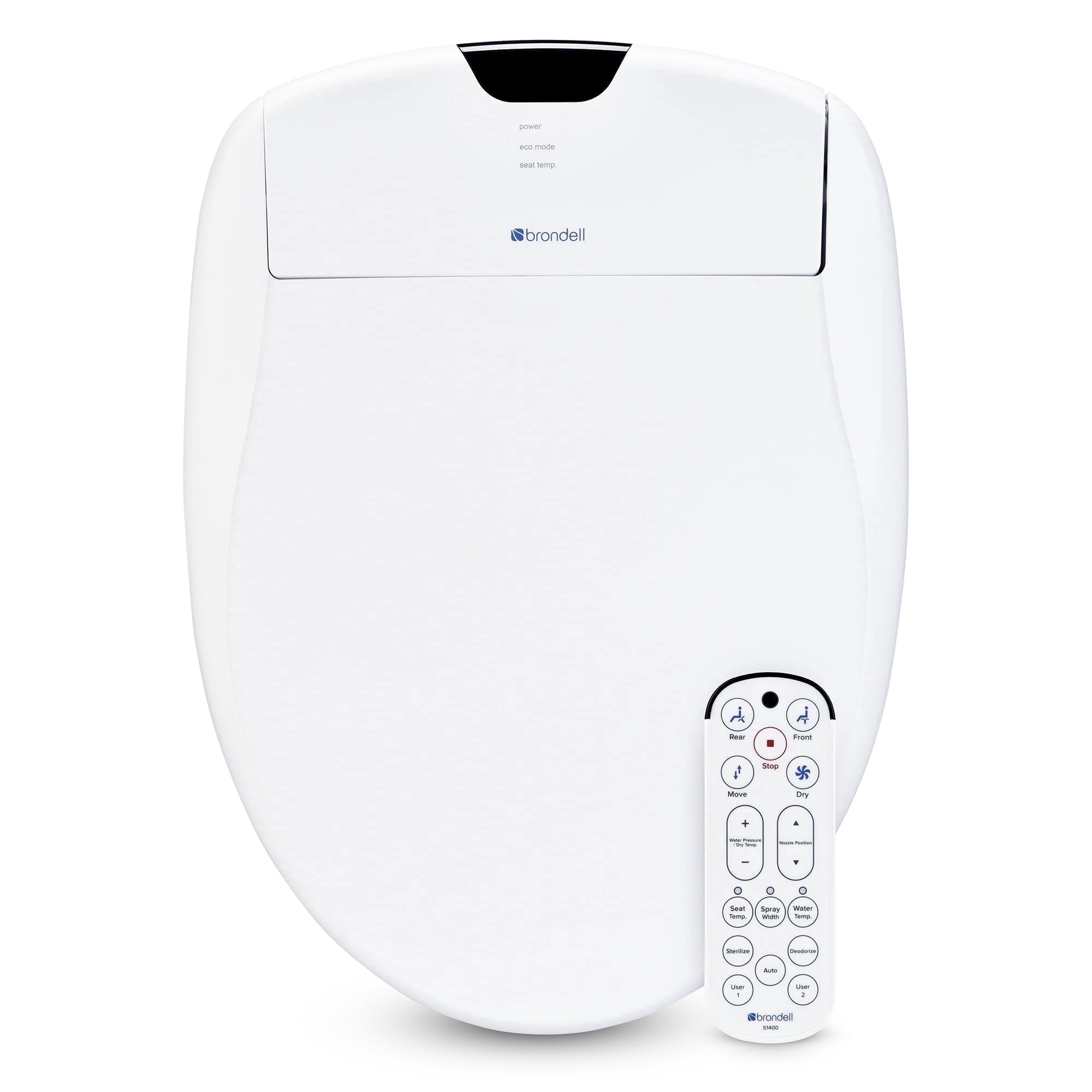 Brondell Bidet Toilet Seat S1400, Smart Toilet Seat, Dual Stainless-Steel, Self-Cleaning Nozzle With Clean Plus Technology, Endless Warm Water Bidet, Warm Air Dryer-Nightlight, Heated Seat, Elongated