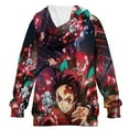 thumbnail image 2 of Demon Slayer Kids Hoodie Raglan Sleeve Hooded Snap Sweatshirt Casual Wear Soft Breathable Outerwear Winter Clothes 10-11Y, 2 of 3