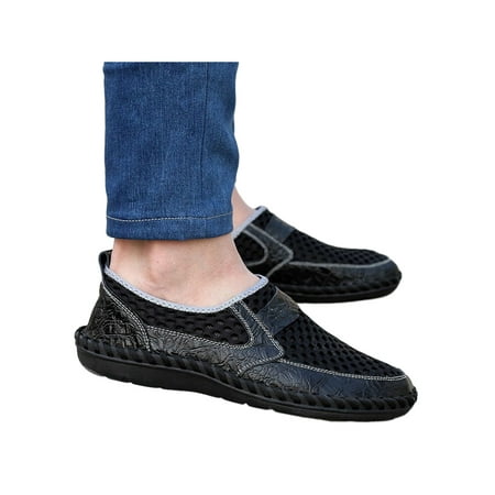 

Oucaili Men Loafers Slip On Flats Mesh Walking Shoes Breathable Comfort Casual Shoe Work Loafer Black 8.5