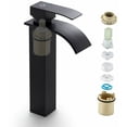 thumbnail image 4 of Grifo de cascada con caño alto, mezclador de lavabo alto de un solo orificio, grifo de lavabo con una sola palanca, mezclador de agua fría y caliente de cobre para baño, 4 of 5