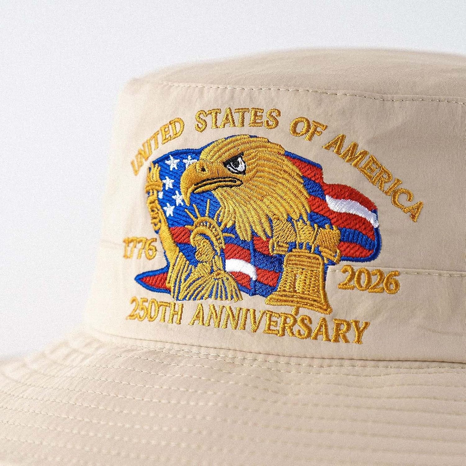 250 Anniversary USA Hat, 4th of July Patriotic Retro Adjustable Wide Brim Boonie Hat, Men & Women Top Bucket Hats