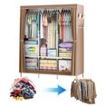 thumbnail image 6 of E-Greetshopping Portable Closet Organizer, 67"x49"x18" Wardrobe Closet with 3 Hanging Rods, 6 Clothes Storage Organizer Shelves, Easy to Assemble, Dustproof Non-woven Fabric Closet Storage(Black), 6 of 6