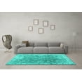 thumbnail image 3 of Ahgly Company Indoor Round Abstract Turquoise Blue Contemporary Area Rugs, 4' Round, 3 of 4
