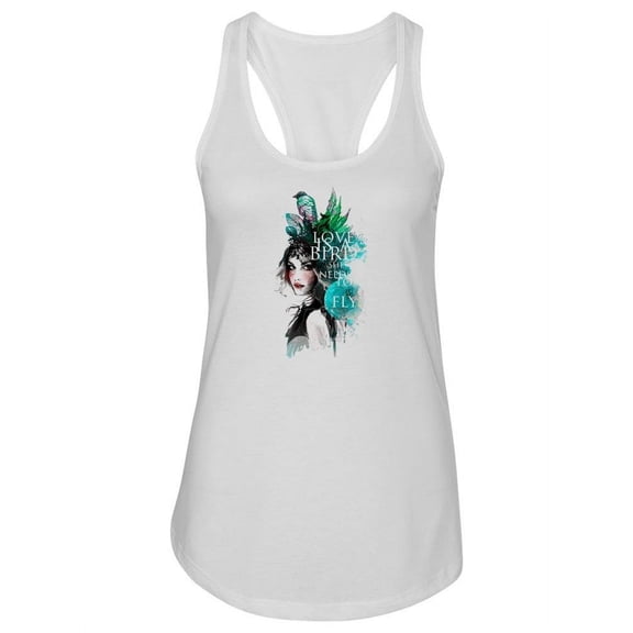 Girl, Feathers And Leafs Tank Women -Image by Shutterstock, Female Small