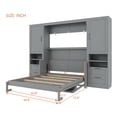 thumbnail image 3 of Queen Size Murphy Bed with Desk and Closet, Modern Foldable Wall Bed with Drawers and Shelves, Space-Saving Folding Murphy Bed, No Box Spring Needed, Gray, 3 of 9
