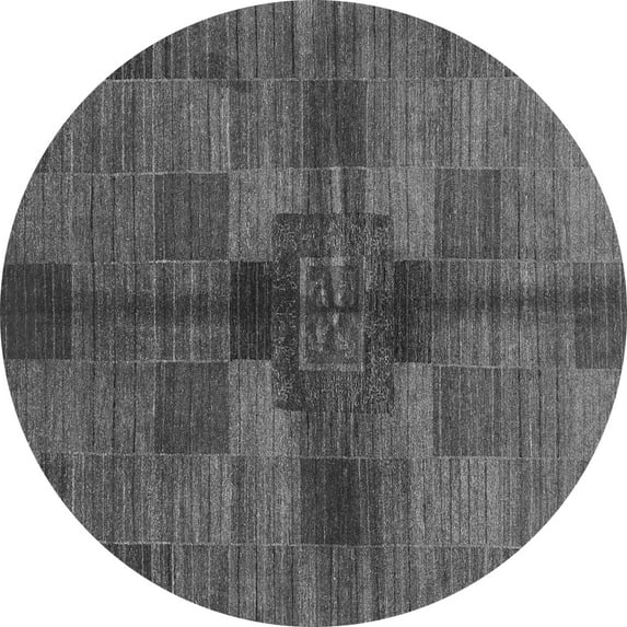 Ahgly Company Indoor Round Checkered Gray Modern Area Rugs, 8' Round