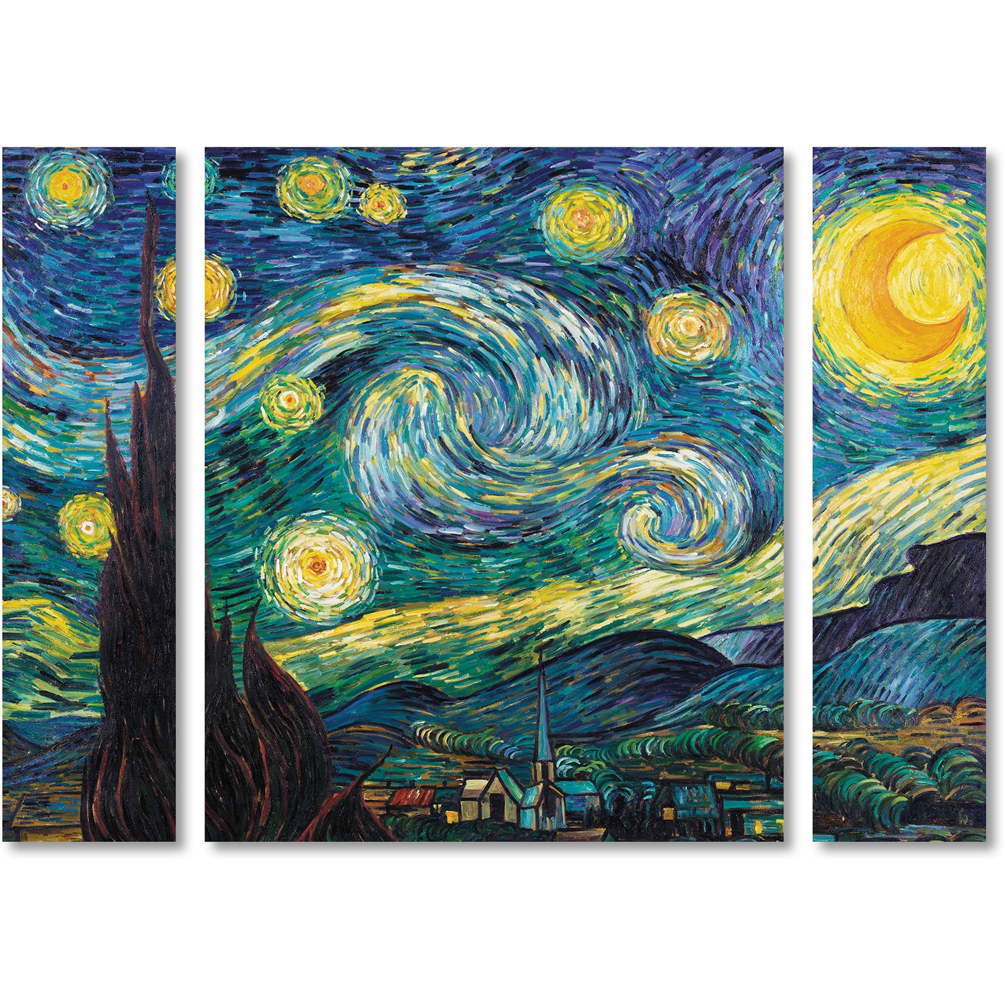 ART ON CANVAS VAN GOGH STARRY NIGHT BLUE READY TO HANG 