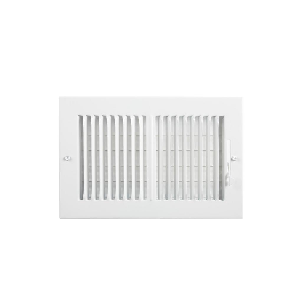 10 In X 6 In 2 Way Steel Wallceiling Register In White 